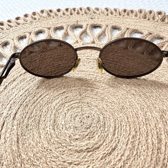 Ralph Lauren Vintage Mini Round Oval Brown Lens Metal Frame Y2K 90s Sunglasses - Picture 9 of 10